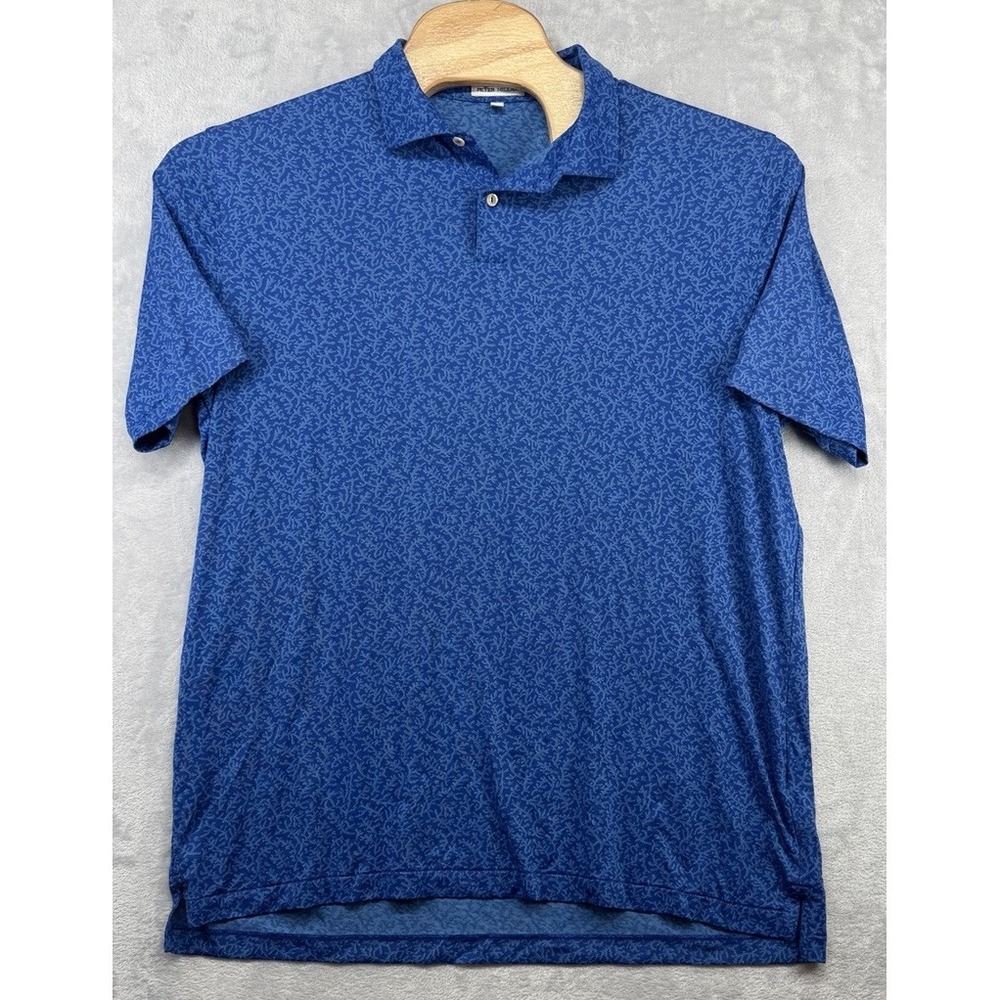 Peter Millar Golf Polo Shirt Blue Coral Print AOP Performance Men's Size XL